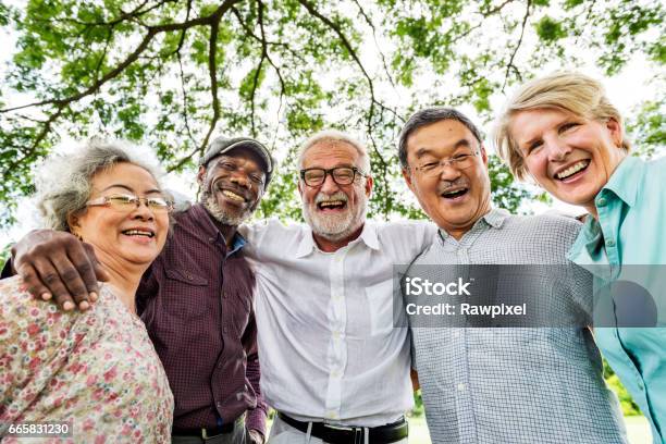 Group Of Senior Retirement Discussion Meet Up Concept Stock Photo - Download Image Now