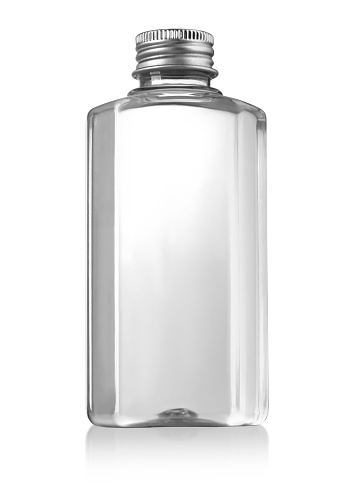 Beautiful Clear Bottle with clear liquid on white background, with clipping path