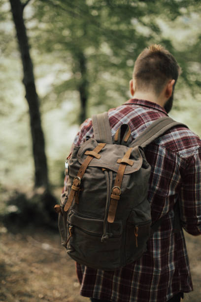 istock Male hiker with backpack in the wild 665866060