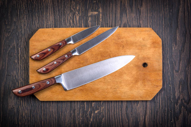 istock Set of kitchen knifes on wooden 665867704