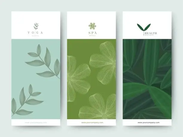 Vector illustration of Branding Packaging Flower nature background, logo banner voucher, spring summer tropical, vector illustration