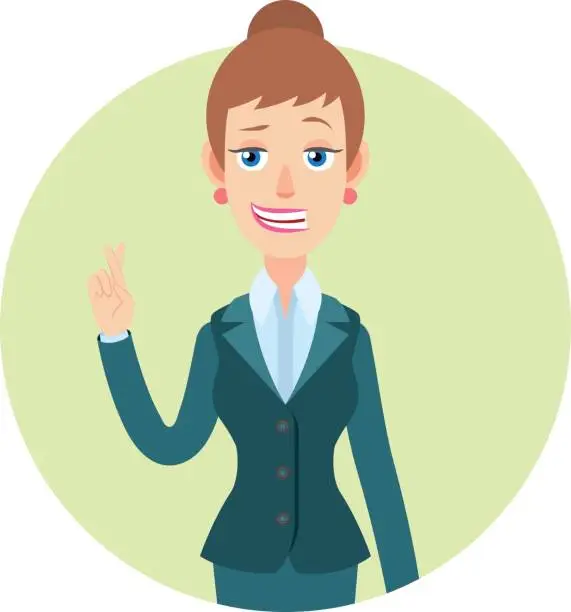 Vector illustration of Businesswoman with crossed fingers