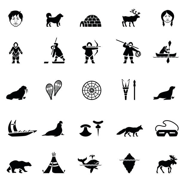 набор значков iunit - inuit culture stock illustrations