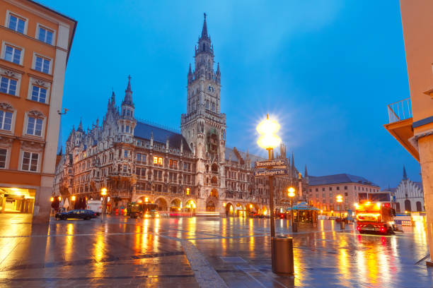 istock Marienplatz square at night in Munich, Germany 665913410