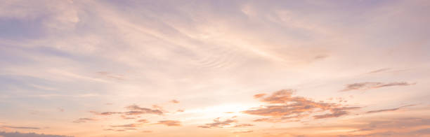 panorama sunset sky background - cloud sky cloudscape panoramic imagens e fotografias de stock