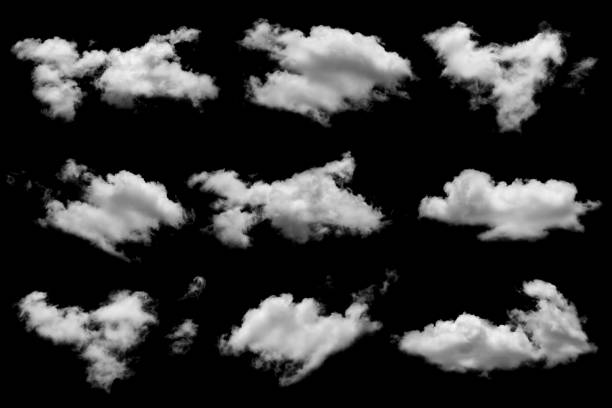 istock Collection of white cloud on black background 665945750