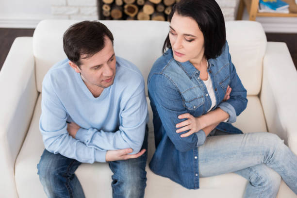 istock Angry cheerless couple having a quarrel 665954178