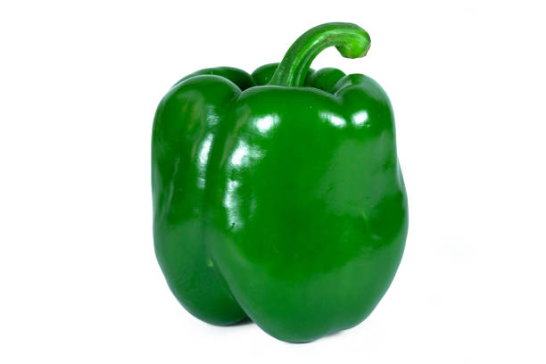 istock Green pepper isolated on white background with clipping path 665964438