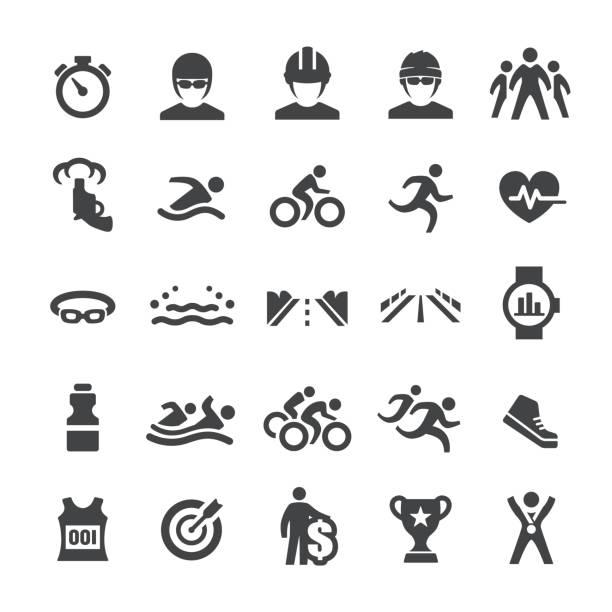 triathlon-icons - smart-serie - computer icon symbol water bottle icon set stock-grafiken, -clipart, -cartoons und -symbole