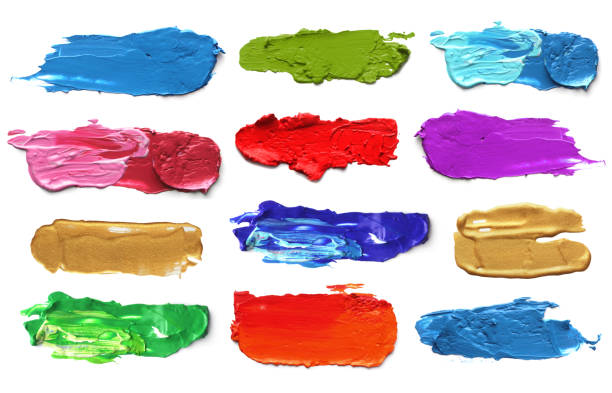 istock Abstract acrylic color brush strokes. Collection. Isolated on white. 665980004