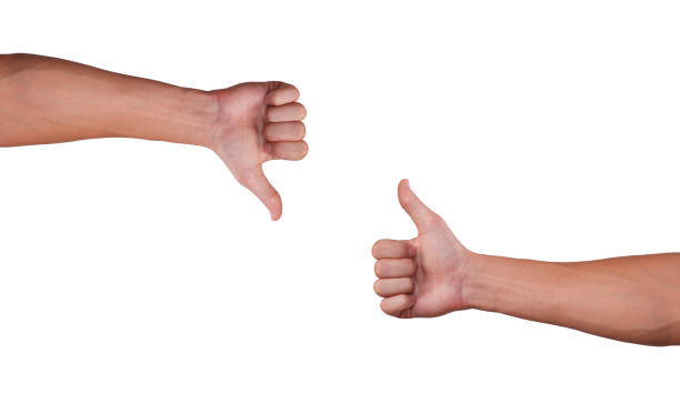 istock Young man hands shows like and dislike. Isolated on white 665991448