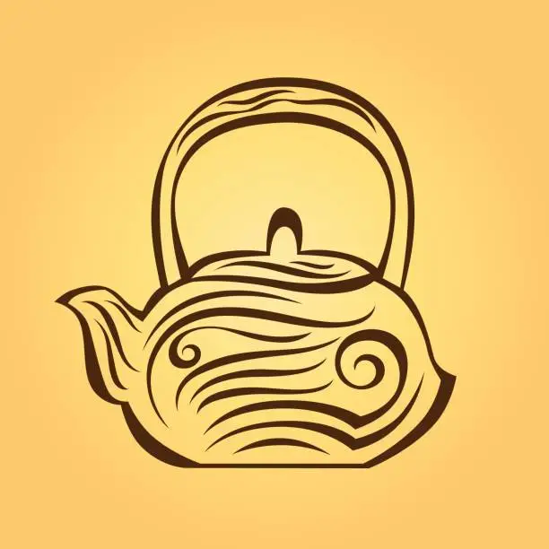 Vector illustration of teapot with ornaments