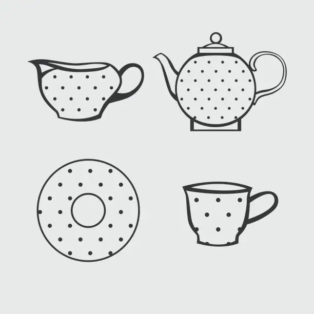 Vector illustration of set of dishes