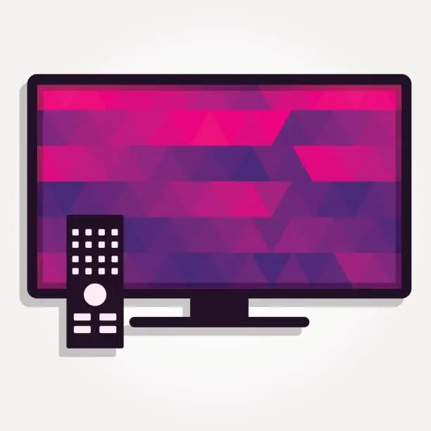 Vector illustration of Tv with colorful triangles