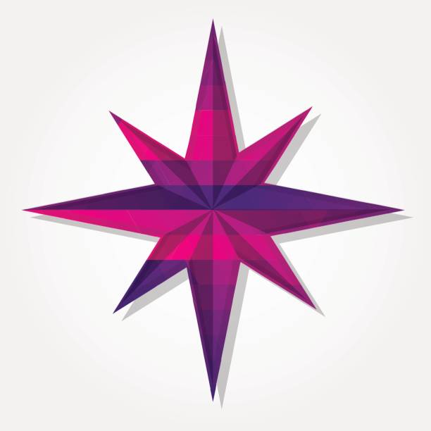 Wind rose symbol with colorful triangles Wind rose symbol with a colored triangles forming a gradient, purple to pink. north star stock illustrations