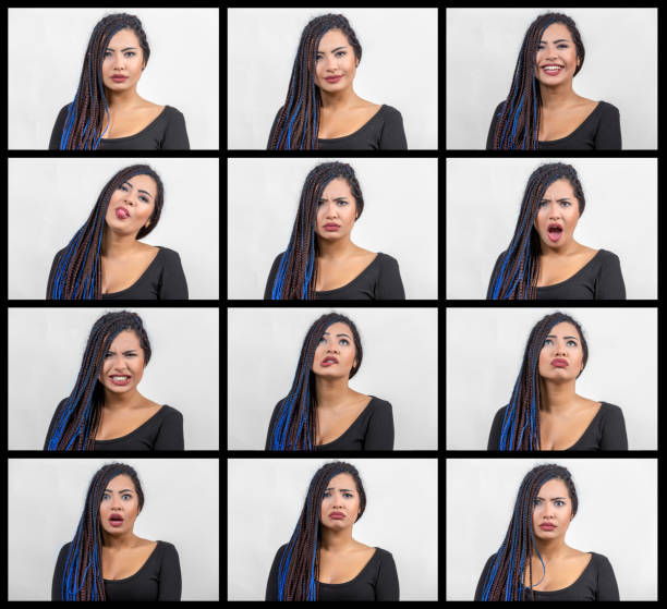 istock Young Woman Making 12 Facial Expressions 666023648