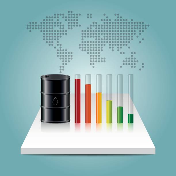 istock Oil industry concept. Oil price falling down graph with world map background. Financial markets. 666025034