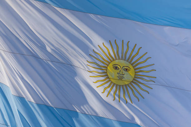 istock Argentine flag in the wind 666050612