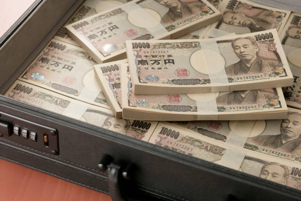 rechnung - japanischer yenschein stock-fotos und bilder