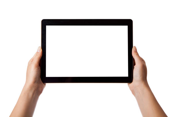 w rękach dziewczyny czarny tablet - the new ipad zdjęcia i obrazy z banku zdjęć