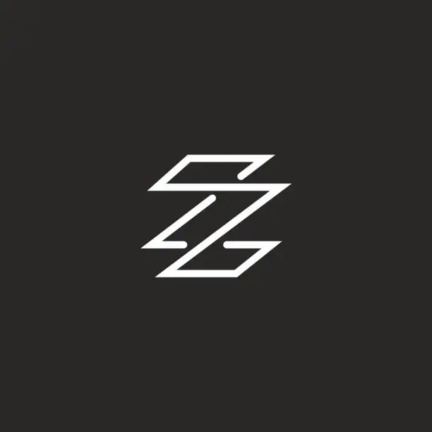 Vector illustration of Monogram letter Z icon minimal style, weaving thin line template emblem