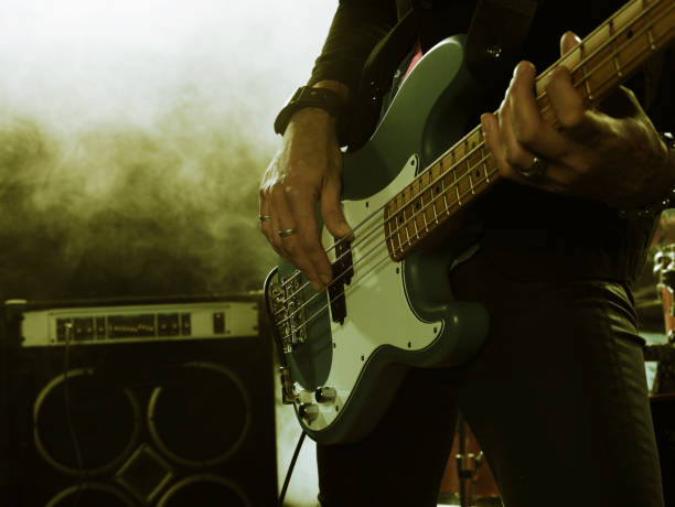 istock Bassist in the foreground. 666066380