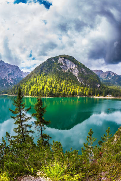 istock Green water, forest and mountains 666098122