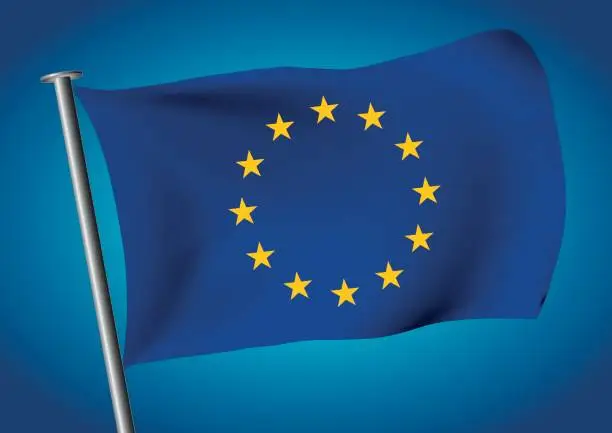 Vector illustration of European Union flag waving before brexit