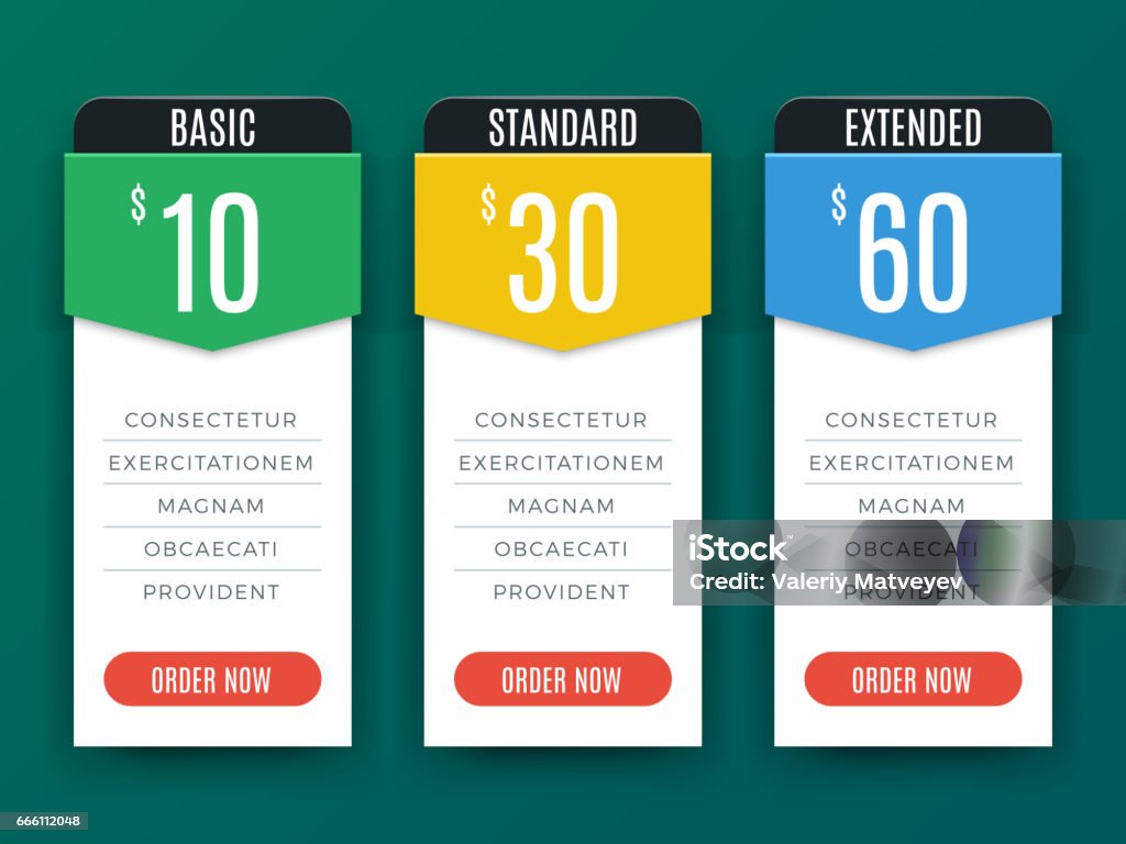 Comparison price chart table, pricing plan vector template Comparison price chart table, pricing plan vector template. Recommend with price web banner illustration Choice stock vector