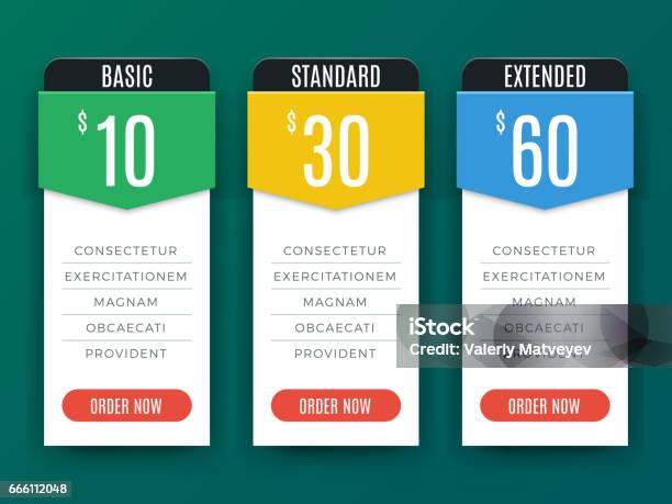 Comparison Price Chart Table Pricing Plan Vector Template Stock Illustration - Download Image Now