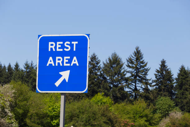 Blue Highway Rest Area Sign stock photo