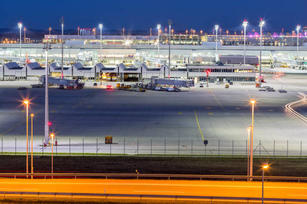 istock Franz-Josef-Strauss Munich Airport at Dusk, Germany 666146718