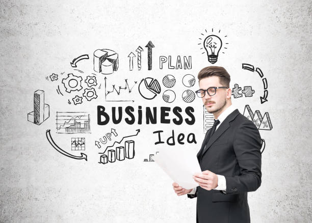 istock Businessman in glasses and business idea 666149728