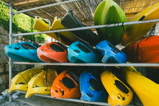 istock Kayaks on each other. Kayaks heap 666150288