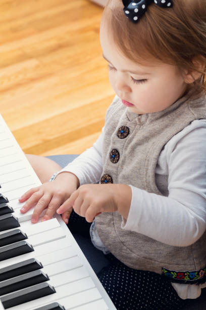 istock Toddler girl playing piano 666168720