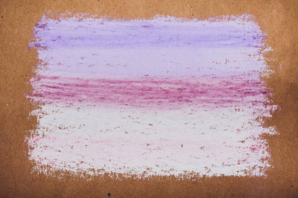 Drawing with colorful chalk on kraft paper - sketched rectangle, backgrounds, textures