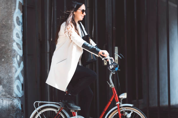 istock Trendy girl on bicycle 666174962