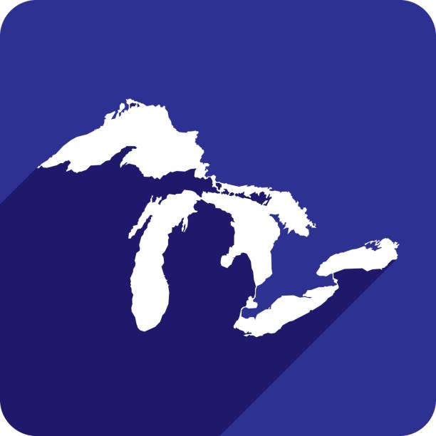 illustrations, cliparts, dessins animés et icônes de grands lacs icône silhouette - great lakes