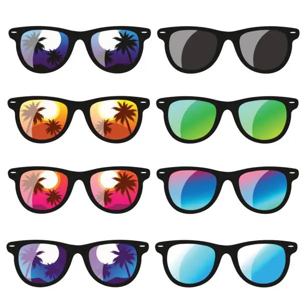 Vector illustration of set sunglasses. vector illustration