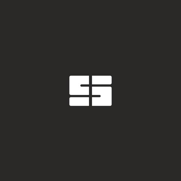 buchstabe s logo oder 5 symbol, schwarz / weiß abstrakte geometrische form, grafisches gestaltungselement - buchstabe s stock-grafiken, -clipart, -cartoons und -symbole
