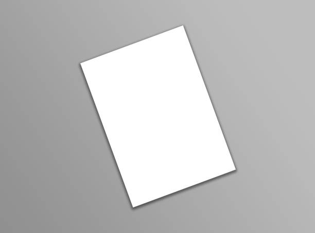 istock Blank A4 white flyer template paper on grey background with soft shadows. Ready for your design 666213946