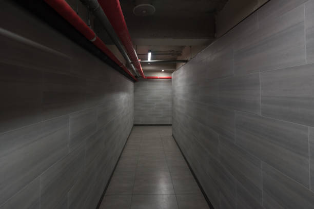 istock walkway with sanitary pipe in night time 666232322