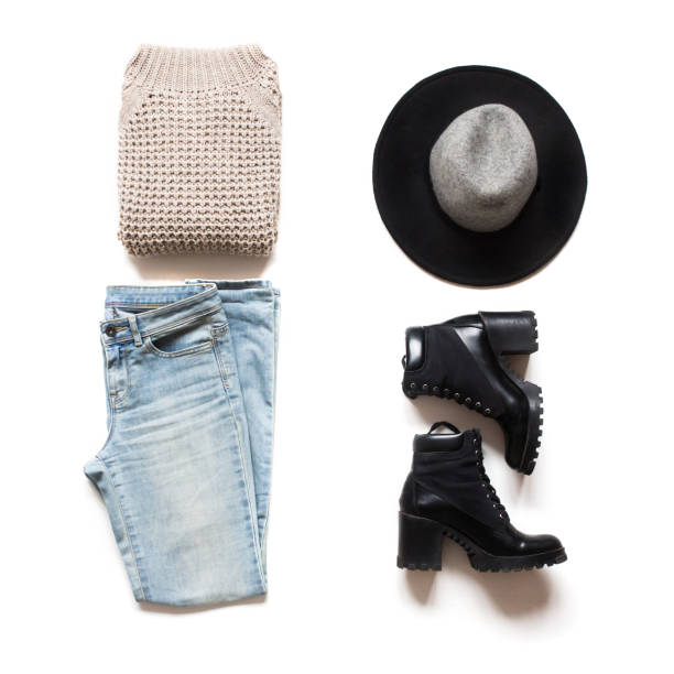 istock fashion female set. flat lay, top view 666232500