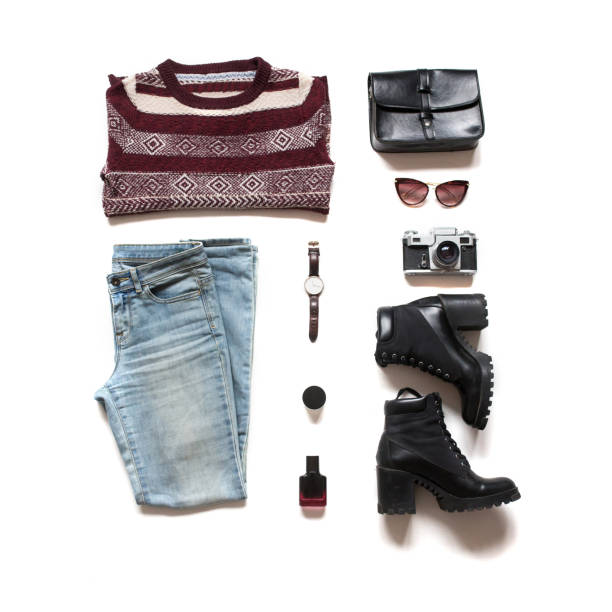 istock fashion female set. flat lay, top view 666232514