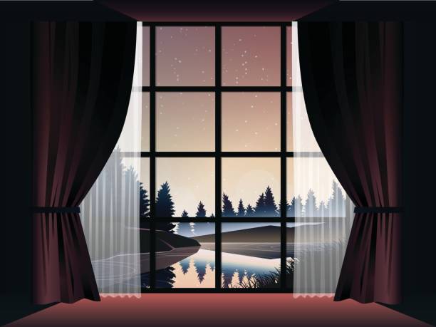 istock view of deep forest and river at dusk in room 666242352
