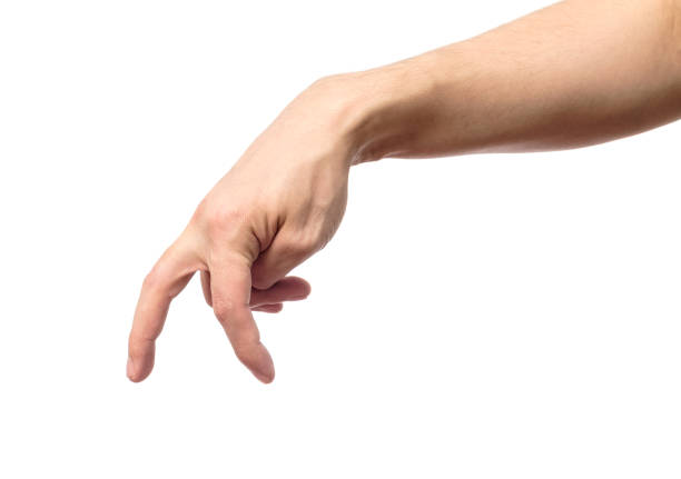 istock Man hand with fingers simulating someone walking or running isolated on white 666245432