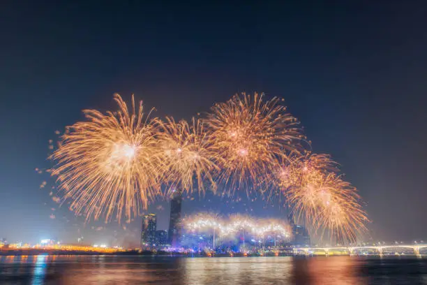 International Fireworks Festival at the 63 Building in Seoul,South Korea