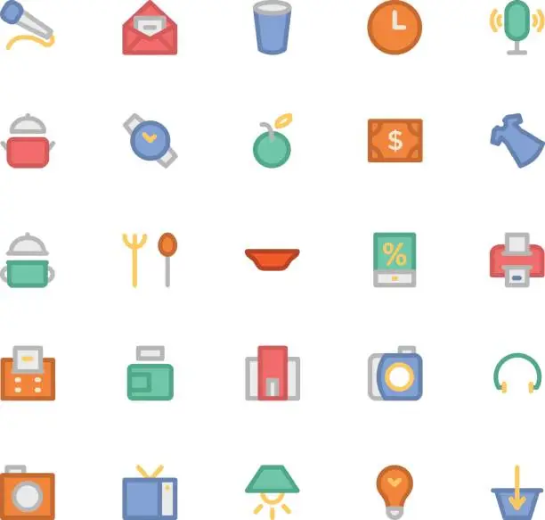Vector illustration of Shopping Colored Vector Icons 5