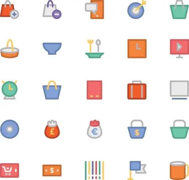 Vector illustration of Shopping Colored Vector Icons 7