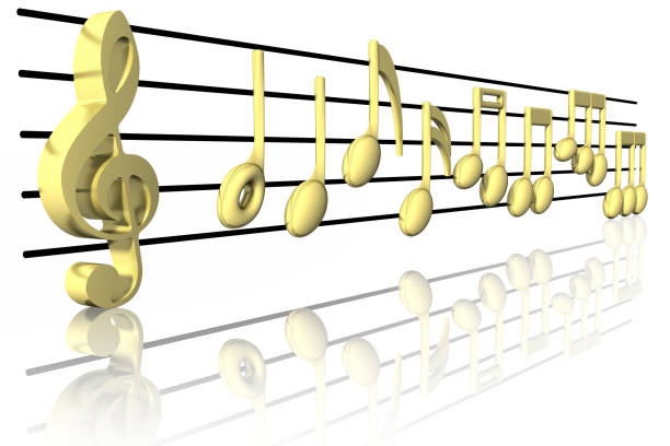 istock Music golden pentagram 011 666275868